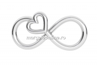 Link, infinity, heart, 925 silver, 16mm - x1