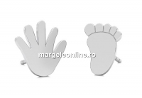 Earring findings, hand and leg, 925 silver, 9mm - x1pair