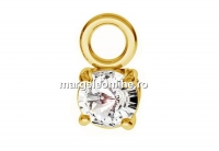 Pendant crystal, gold plated 925 silver, 3.5x6.5mm - x1