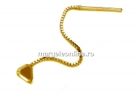 Earring findings, gold plated 925 silver, cube 6mm - x1pair