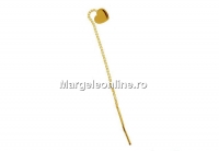 Earring findings, gold plated 925 silver, chain, for Swarovski heart, 6mm - x1pair