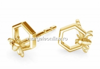 Earring findings bee, gold plated 925 silver- x1pair