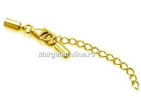Set cu incuietoare pentru coliere si bratari, ag 925 pl cu aur, 2mm - x1