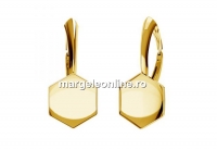 Earring click, base, gold plated 925 silver, for 10mm Swarovski 4683 - x1pair