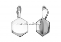 Pendant base, 925 silver, for 10mm Swarovski 4683- x1