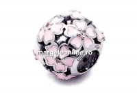 Becharmed beads, 925 silver rhodium plated, 10.5mm - x1