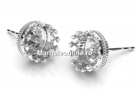 Earrings base, for ceralun and crystals, 925 silver, 8.5mm - x1pair