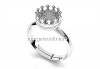 Ring base adjustable, for ceralun and crystals, 925 silver, 7mm - x1