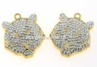 Swarovski, pand. pave placat cu aur, tiger, crystal, 19x16mm - x1