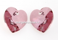 Swarovski, pandantiv inima, antique pink, 14mm - x2
