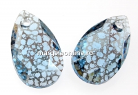 Swarovski, pandantiv picatura, aquamarine silver patina, 22mm - x1