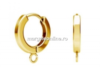 Earring findings, gold plated 925 silver, 14.5mm - x1pair