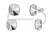 Earring findings, 925 silver, for 2 Swarovski 4470 10mm - x1pair