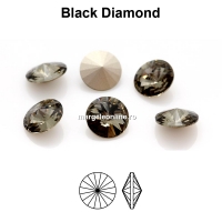 Preciosa rivoli, black diamond, 6mm - x2