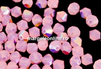 Preciosa, bicone bead, rose opal AB, 4mm - x40