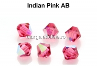 Preciosa, margele bicone, indian pink AB, 4mm - x40
