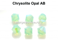 Preciosa, margele bicone, chrysolite opal AB, 4mm - x40