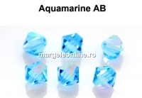Preciosa, margele bicone, aquamarine AB, 4mm - x40