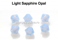 Preciosa, margele bicone, light sapphire opal, 4mm - x40