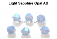 Preciosa, margele bicone, light sapphire opal AB, 4mm - x40