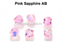 Preciosa, margele bicone, pink sapphire AB, 4mm - x40