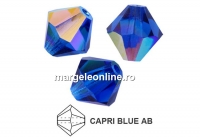 Preciosa, margele bicone, capri blue AB, 4mm - x40
