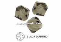 Preciosa, margele bicone, black diamond, 4mm - x40