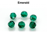 Preciosa, margele, rotund fatetat, emerald, 4mm - x10