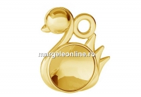 Pendant base, gold plated 925 silver, swan, rivoli 6mm - x1