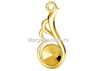 Pendant base, gold plated 925 silver, wing, rivoli 6mm - x1