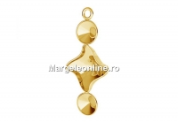 Pendant base, gold plated 925 silver, rivoli 6mm and fancy twister 10.5mm - x1