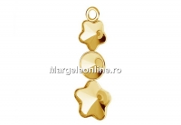 Pendant base, gold plated 925 silver, rivoli 6mm and fancy flower 6 and 10mm - x1