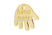 Pendant hand, hand made, 925 silver gold plated, 10mm  - x1