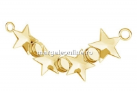 Baza link argint 925 placat cu aur, 3 ceralun, 4 fancy star 10mm - x1