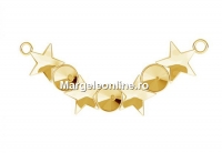 Baza link argint 925 pl. cu aur, 3 rivoli 6mm, 4 fancy star 10mm - x1