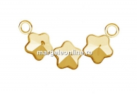 Link base, gold plated 925 silver, 3 fancy flower 6mm - x1