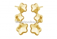 Earring base, gold plated 925 silver, fancy flower 6mm and 10mm - x1pair
