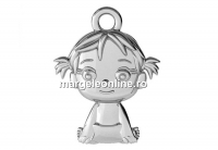 Pendant girl, 925 silver, 16mm  - x1