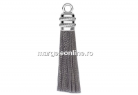 Earring decor,  925 silver, grey, 36mm - x1