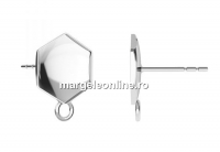 Earring  base, 925 silver, for 10mm Swarovski 4683 - x1pair