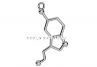 Pendant, happiness formula, rhodium-plated 925 silver, 32.5mm - x1