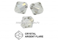 Preciosa, margele bicone, crystal argent flare, 6mm - x20