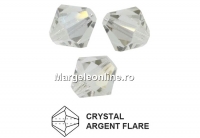 Preciosa, margele bicone, crystal argent flare, 6mm - x20