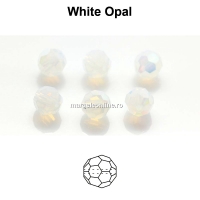 Preciosa, margele, rotund fatetat, white opal, 4mm - x10