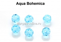 Preciosa, margele, rotund fatetat, aqua bohemica, 4mm - x10