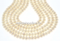 Perle de cultura - 6x6.5mm, alb