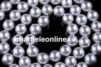 Perle tip Mallorca, rotund, argintiu,  4.2mm