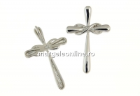 Cross pendant with infinity, rhodium plated 925 silver, 26mm  - x1