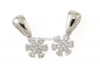 Snowflake pendant with crystals, rhodium plated 925 silver, 13mm  - x1