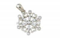 Snowflake pendant with crystals, rhodium plated 925 silver, 22mm  - x1